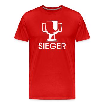 Sieger Pokal Symbol Zeichen Gewinner Wettbewerb - Männer Premium Bio T-Shirt - Rot - Vorne - Damien (186cm)