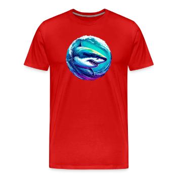 Requin blanc - T-shirt bio Premium Homme - rouge - Devant - Damien (186cm)