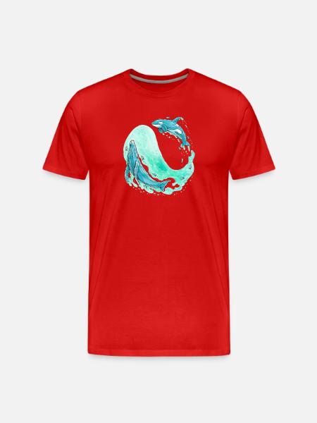 Whale Wave - Men's Premium Organic T-Shirt - red