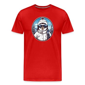 Süßer Pinguin - Männer Premium Bio T-Shirt - Rot - Vorne - Damien (186cm)
