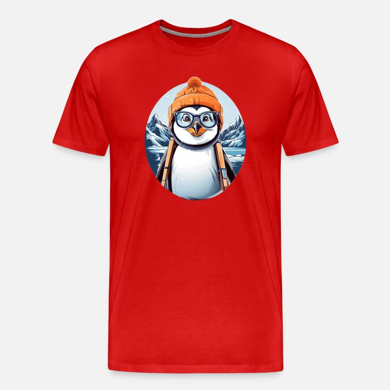 Süßer Pinguin - Männer Premium Bio T-Shirt - Rot