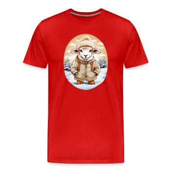 Sheep cuddly sweet - Men's Premium Organic T-Shirt - red - Front - Damien (186cm)