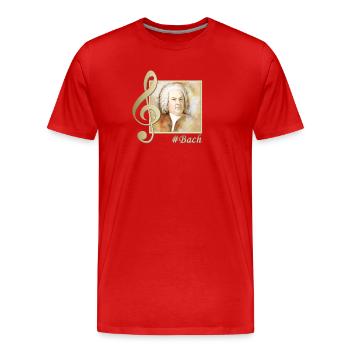 Johann Sebastian Bach portrait in watercolor style - Men's Premium Organic T-Shirt - red - Front - Damien (186cm)