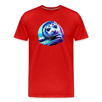 Phoque - T-shirt bio Premium Homme - rouge - Devant - Damien (186cm)