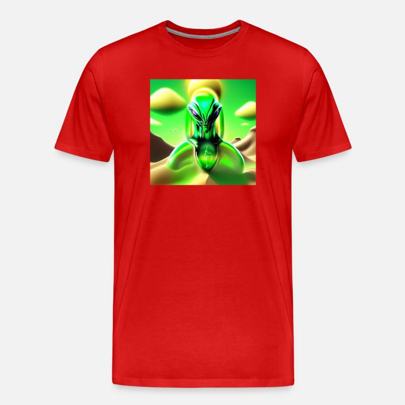Neonalien im Sandtraum - Männer Premium Bio T-Shirt - Rot