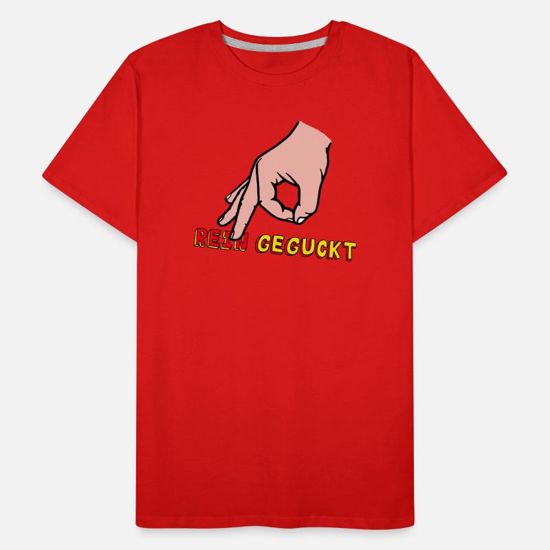 Comic Hand Index Finger with Retro Text Men's Premium Organic T-Shirt