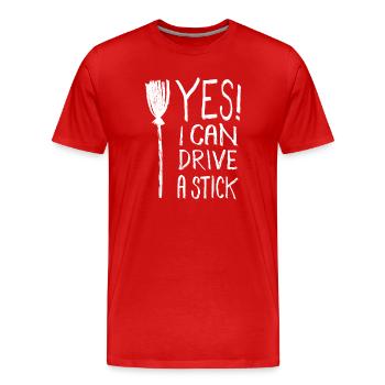 Hexe Besen lustiger Spruch Halloween Hexenbesen - Männer Premium Bio T-Shirt - Rot - Vorne - Damien (186cm)