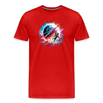 Impact Astronaut Meteorite Impact Vintage - Men's Premium Organic T-Shirt - red - Front - Damien (186cm)