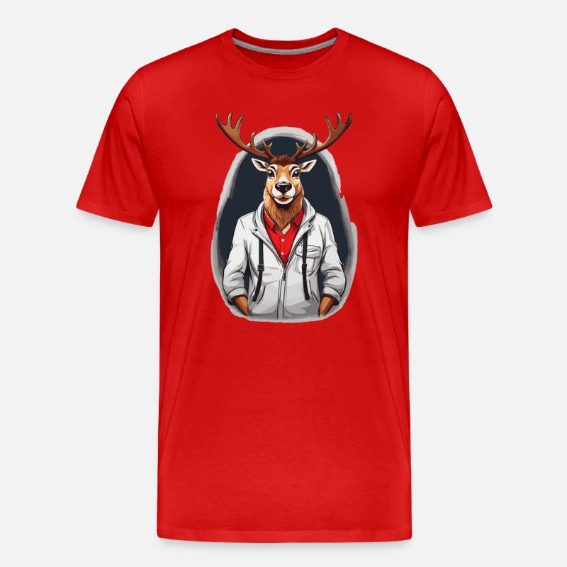 Coole Rentier - Männer Premium Bio T-Shirt - Rot