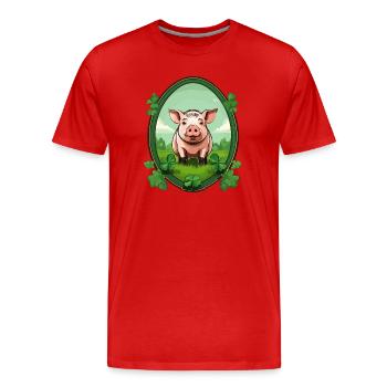 Lucky Pig - Men's Premium Organic T-Shirt - red - Front - Damien (186cm)