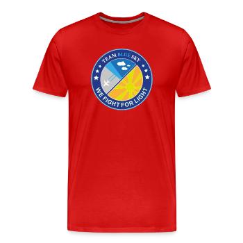 Sonnenliebhaber-Abzeichen Team Blauer Himmel Licht-Krieger-Emblem - Männer Premium Bio T-Shirt - Rot - Vorne - Damien (186cm)