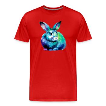 Rabbit - Men's Premium Organic T-Shirt - red - Front - Damien (186cm)