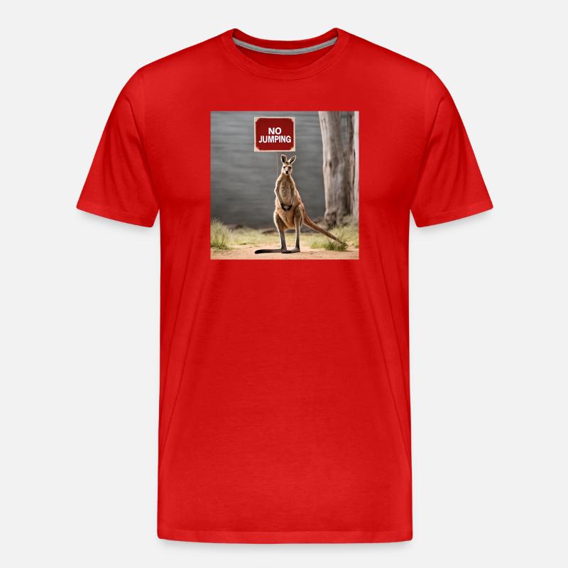 NoJumping - Kangaroo MEME - Männer Premium Bio T-Shirt - Rot