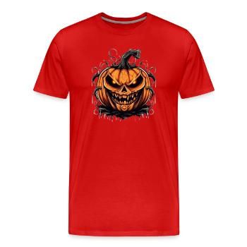Spooky Pumpkin Mask with Demon Gaze - Men's Premium Organic T-Shirt - red - Front - Damien (186cm)