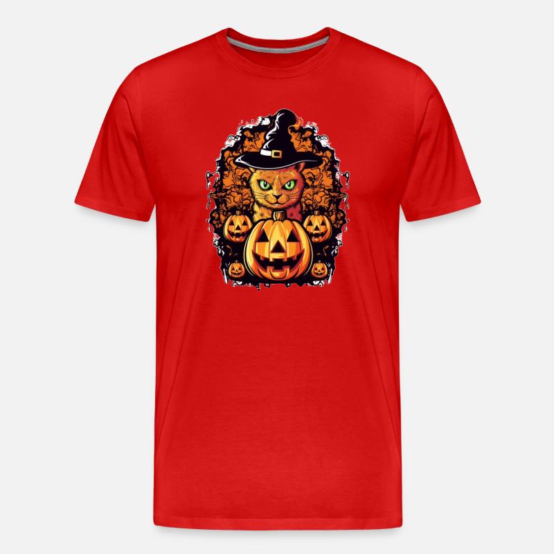 Conception d’Halloween Cat Magic - T-shirt bio Premium Homme - rouge