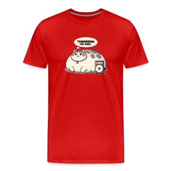 Fitness grouch cat - Men's Premium Organic T-Shirt - red - Front - Damien (186cm)