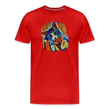 Lukas - Männer Premium Bio T-Shirt - Rot - Vorne - Damien (186cm)