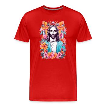 Jesus Christ - Men's Premium Organic T-Shirt - red - Front - Damien (186cm)