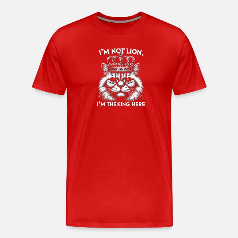 Cat King - Männer Premium Bio T-Shirt - Rot