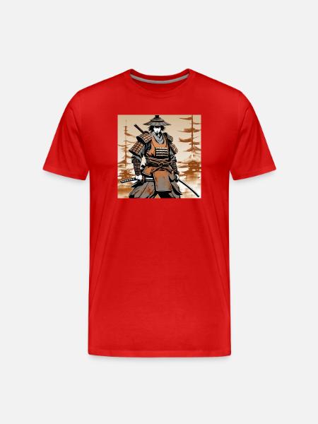 Samurai im Ocker-Rüstungsstil - Männer Premium Bio T-Shirt - Rot