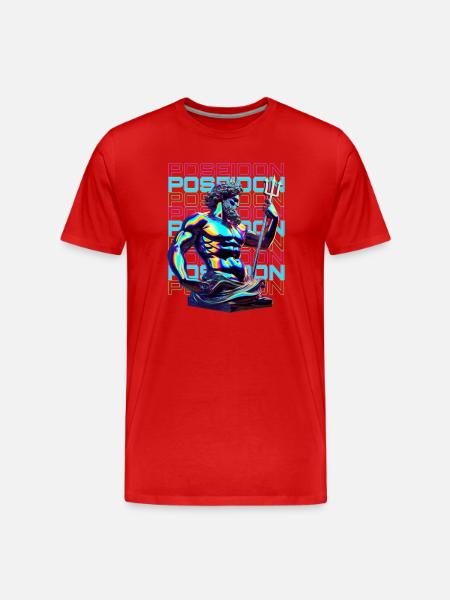 Neon Poseidon Trident - Men's Premium Organic T-Shirt - red