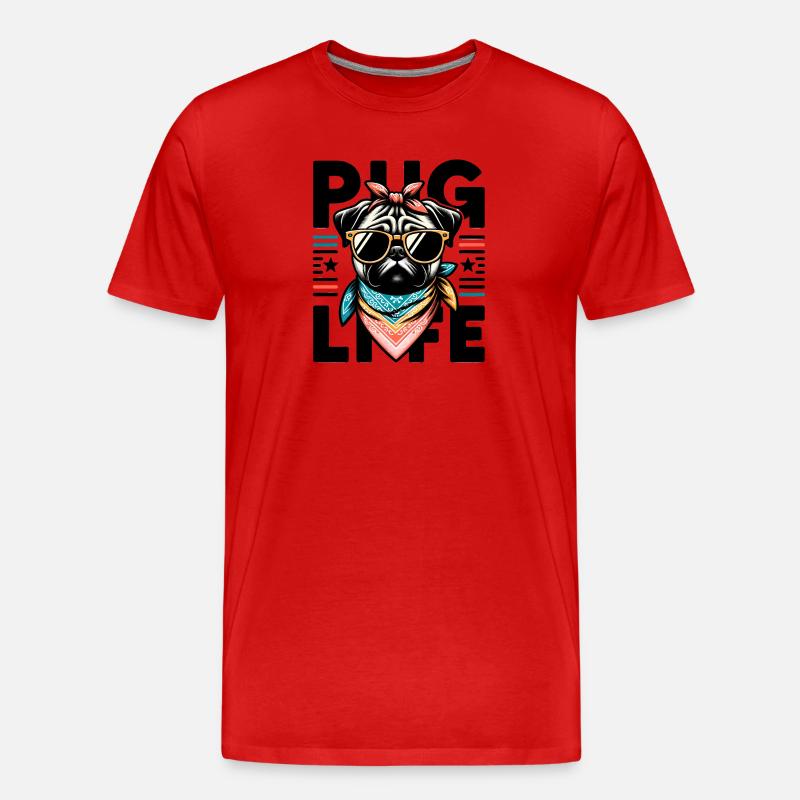 Pug Life Hund - Männer Premium Bio T-Shirt - Rot