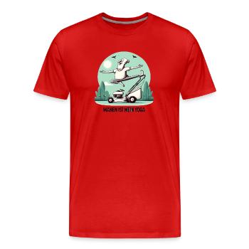 Tondre, c’est mon yoga - T-shirt bio Premium Homme - rouge - Devant - Damien (186cm)