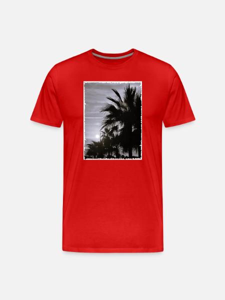 Palme mit Rand SW - Männer Premium Bio T-Shirt - Rot