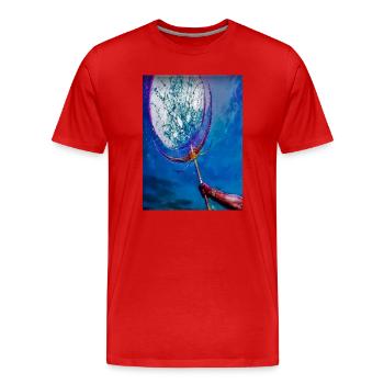 Blauer Traumfänger Netz - Männer Premium Bio T-Shirt - Rot - Vorne - Damien (186cm)
