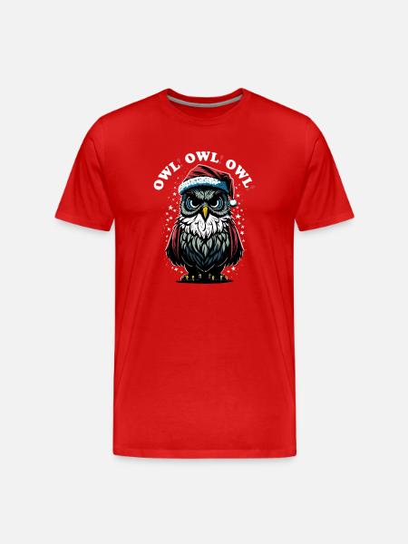 Santa Claus Owl - Men's Premium Organic T-Shirt - red