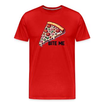 Bite me Pizza - Men's Premium Organic T-Shirt - red - Front - Damien (186cm)