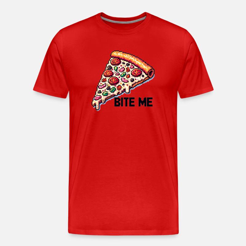 Bite me Pizza - Männer Premium Bio T-Shirt - Rot