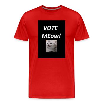Vote Meow Katziger Wahlwitz - Männer Premium Bio T-Shirt - Rot - Vorne - Damien (186cm)