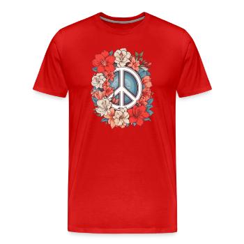 Peace Sign - Men's Premium Organic T-Shirt - red - Front - Damien (186cm)