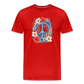 Peace Sign - Men's Premium Organic T-Shirt - red - Front - Damien (186cm)