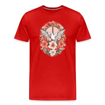 Friedenszeichen mit Taube - Männer Premium Bio T-Shirt - Rot - Vorne - Damien (186cm)