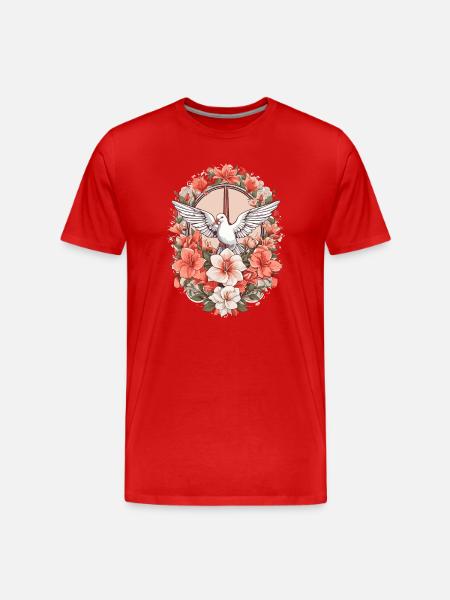 Friedenszeichen mit Taube - Männer Premium Bio T-Shirt - Rot
