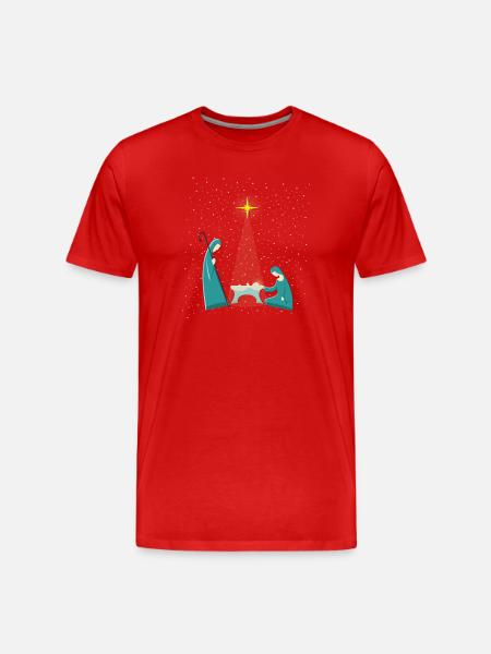 Jesuskind Weihnachtskrippe - Männer Premium Bio T-Shirt - Rot