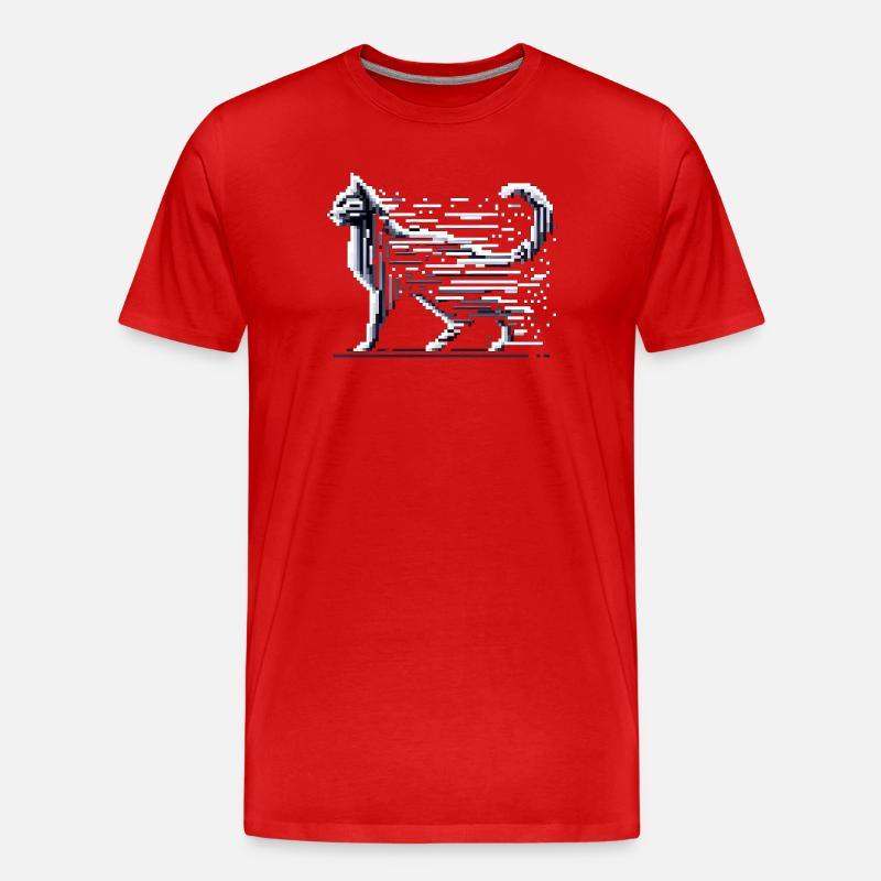 Pixel Katze - Männer Premium Bio T-Shirt - Rot