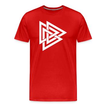 Ligne de tresse géométrique - T-shirt bio Premium Homme - rouge - Devant - Damien (186cm)