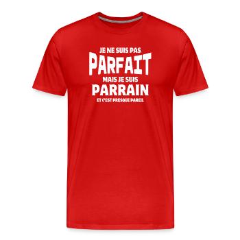 parrain, filleul, super parrain - T-shirt bio Premium Homme - rouge - Devant - Damien (186cm)