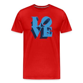 LOVE Cyan (Color change possible) - Men's Premium Organic T-Shirt - red - Front - Damien (186cm)