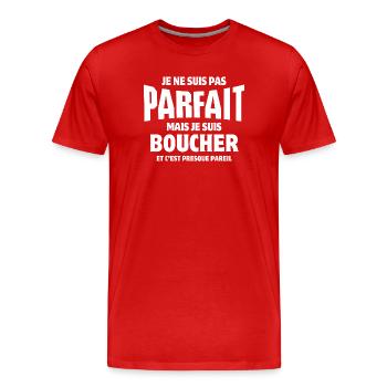 boucher, boucherie, artisan boucher - T-shirt bio Premium Homme - rouge - Devant - Damien (186cm)