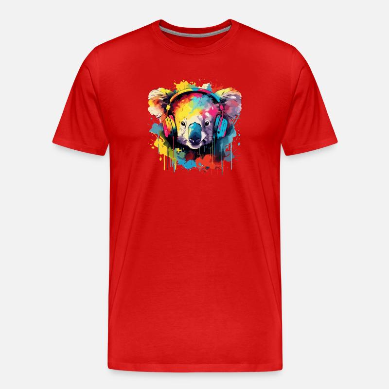 Koala mit Kopfhörer Musik Koala Bär - Männer Premium Bio T-Shirt - Rot