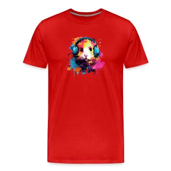 Hamster with headphones Golden Hamster Dwarf Hamster - Men's Premium Organic T-Shirt - red - Front - Damien (186cm)