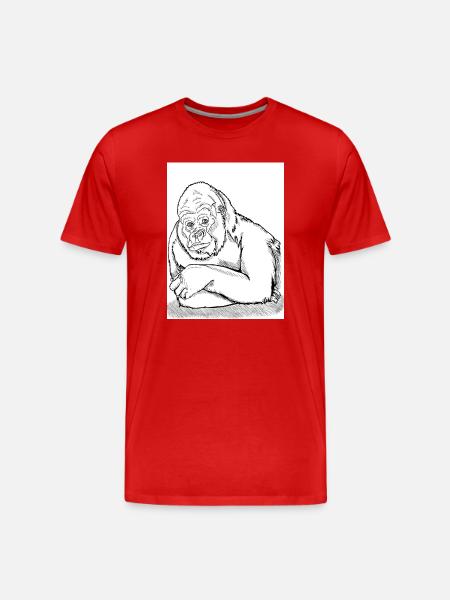 Nachdenklicher Gorilla - Männer Premium Bio T-Shirt - Rot