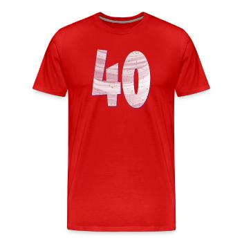 ZAHL 40 VIERZIG - VIERZIGJÄHRIGE GEBURTSTAG - Männer Premium Bio T-Shirt - Rot - Vorne - Damien (186cm)
