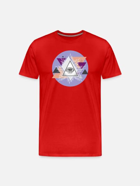 Geometric Triangular Eye with Auras - Men's Premium Organic T-Shirt - red