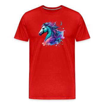 Pferd - Männer Premium Bio T-Shirt - Rot - Vorne - Damien (186cm)