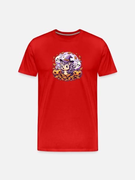 Hedgehog Halloween Ghosts - Men's Premium Organic T-Shirt - red